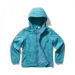 Columbia Aqua Rain Jacket with Lavender Zipper Size Girls XXS